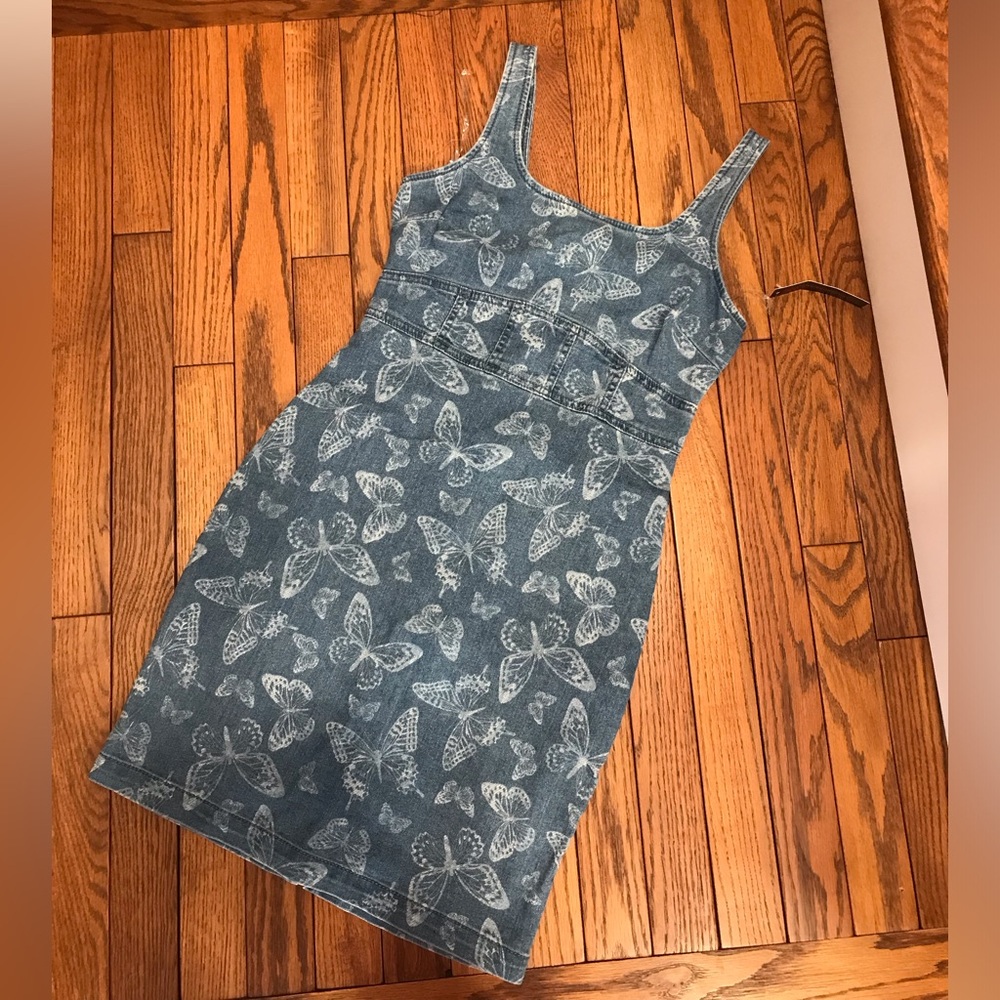 No Boundaries Blue Butterfly Print Mini Dress